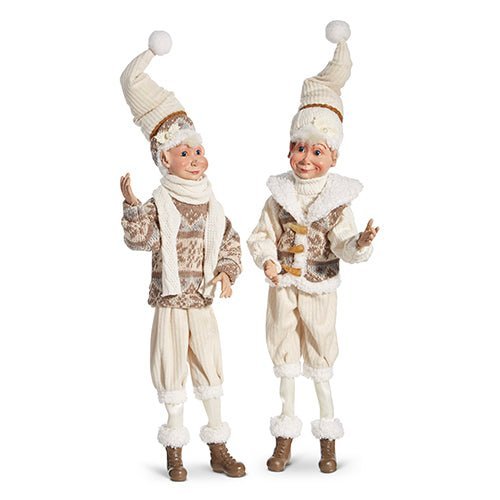 16" Posable Just Chillin Beige Elf - Nifty Decor & More