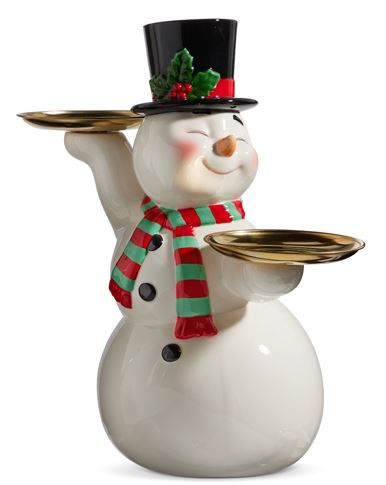 16" Retro Snowman Cake Plate - Vintage Style Christmas Pedestal Server - Nifty Decor & More