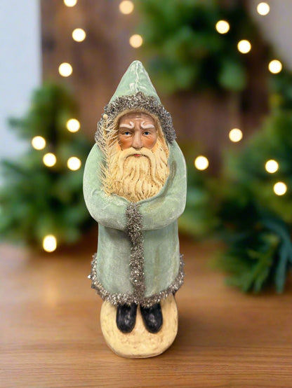 16" Soft Blue Velvet Belsnickle Santa figurine