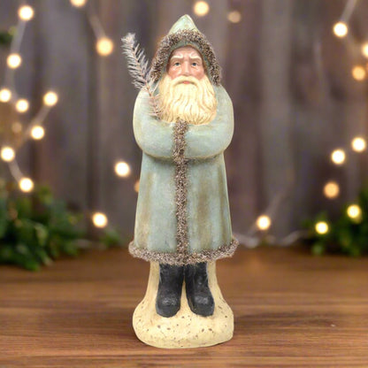 16" Soft Blue Velvet Belsnickle Santa figurine