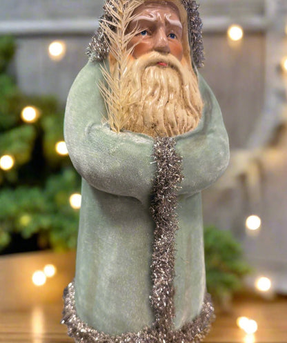16" Soft Blue Velvet Belsnickle Santa figurine