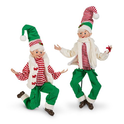 16" Striped Posable Elf Holiday decor