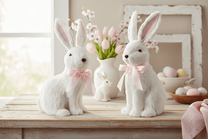 16" White Bunnies - Nifty Decor & More