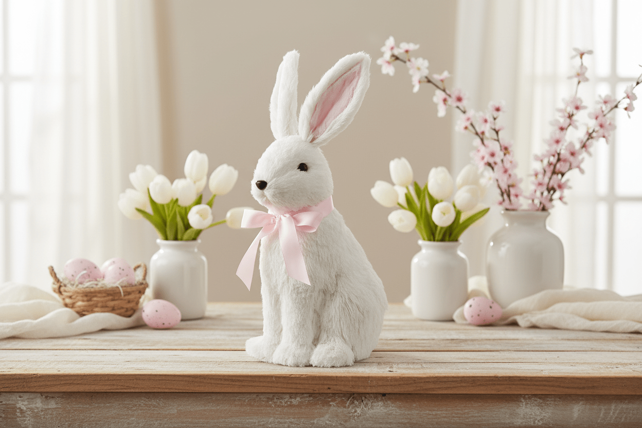 16" White Bunnies - Nifty Decor & More