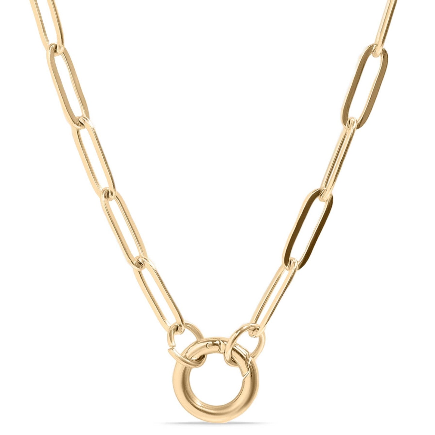 16”+2 length - 18K Gold PVD Paperclip Carabiner Charm Holder Necklace - Nifty Decor & More