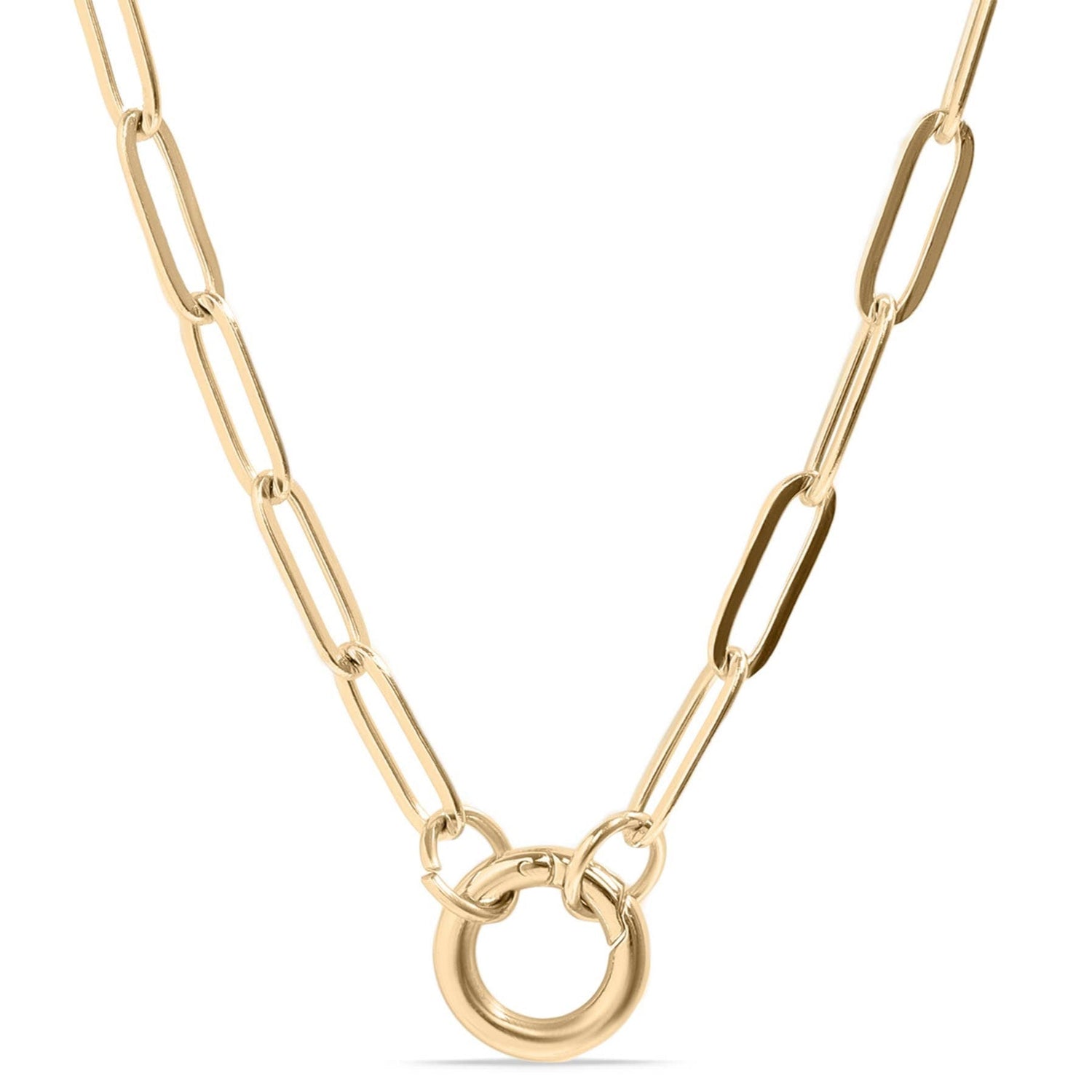 16”+2 length - 18K Gold PVD Paperclip Carabiner Charm Holder Necklace - Nifty Decor & More