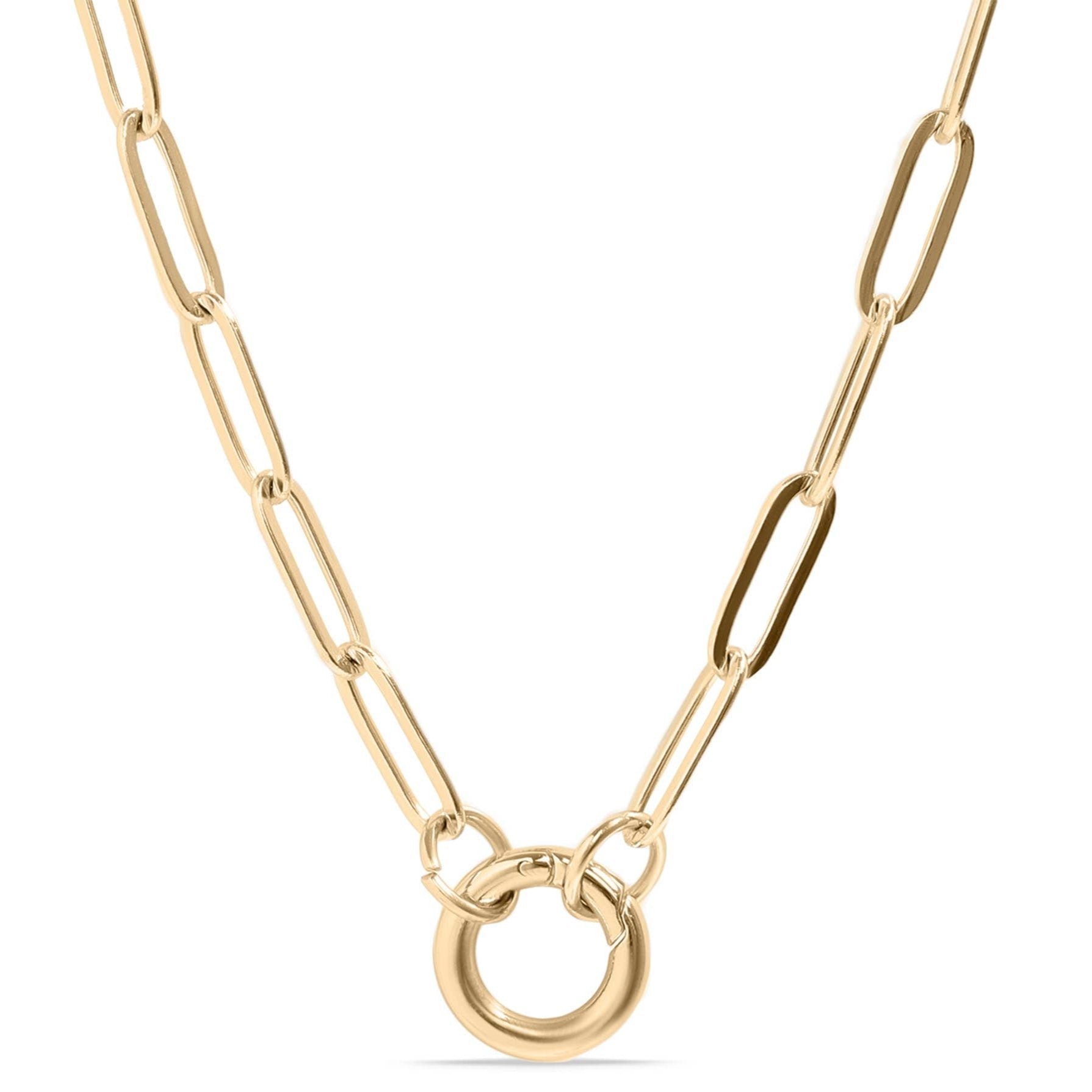 16”+2 length - 18K Gold PVD Paperclip Carabiner Charm Holder Necklace - Nifty Decor & More