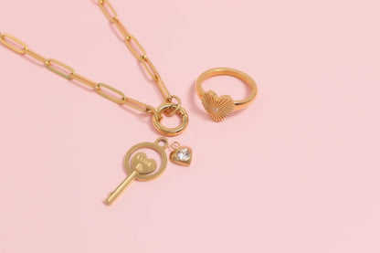 16”+2 length - 18K Gold PVD Paperclip Carabiner Charm Holder Necklace Chain Necklace