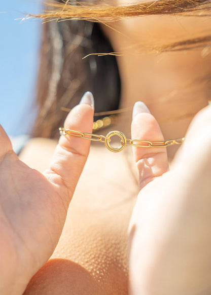 16”+2 length - 18K Gold PVD Paperclip Carabiner Charm Holder Necklace Chain Necklace