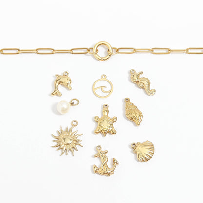 16”+2 length - 18K Gold PVD Paperclip Carabiner Charm Holder Necklace Chain Necklace