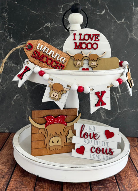 Highland Cow Valentine Tiered Tray Tiered Tray   