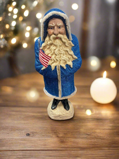 17" Blue Belsnickle w/Usa Flag - Nifty Decor & More