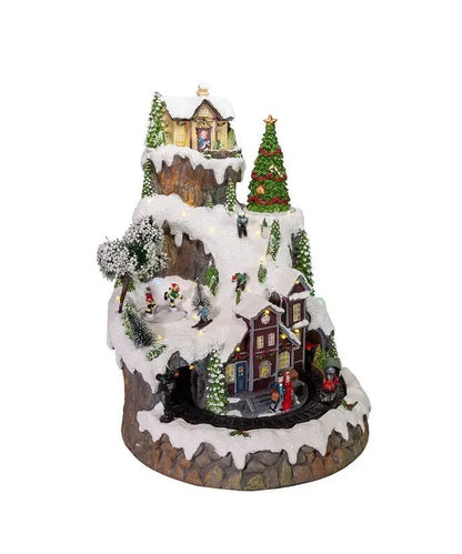 17" Musical Led Village On Mountain Tabletop - Nifty Decor & More