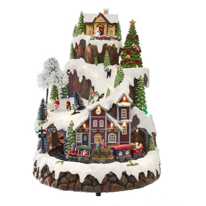 17" Musical Led Village On Mountain Tabletop - Nifty Decor & More