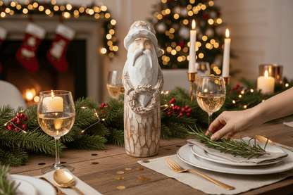 17" Natural Distressed Carved Santa - Nifty Decor & More