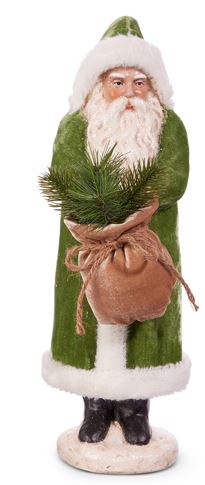 17.25" Green Hooded 17.25" Green Hooded Santa Figurine - Dark Forest Old World Christmas Decor - Nifty Decor & More