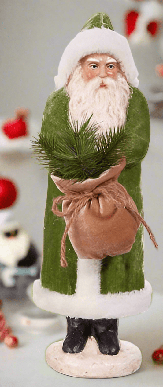 17.25" Green Hooded Santa christmas accent piece