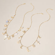 Cowboy Shell Pearl Cross Ceramic Ball Charm Necklace 2PCS, Unique Western-Inspired Jewelry Gift