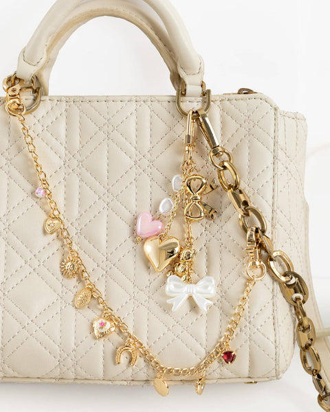 Multi Line Puff Heart Bear Bag Charm Bag charm
