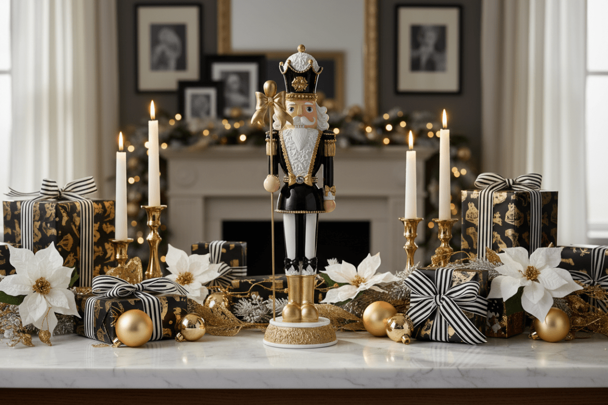 17.75" Black Bow Nutcracker - Nifty Decor & More
