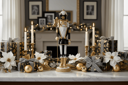 17.75" Black Bow Nutcracker - Nifty Decor & More