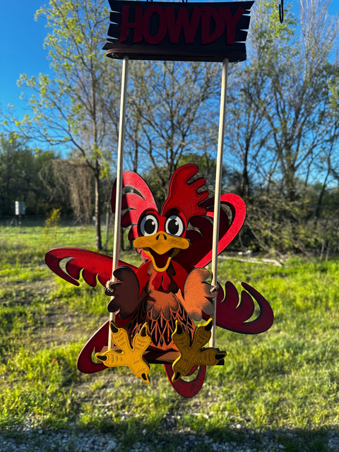 Rooster Windspinner Outdoor Decor   