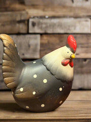 Terracotta Spring Rooster Set - Resin Farmhouse Décor for Rustic Home & Garden - Charming Rooster Figurines