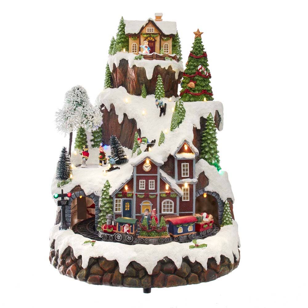 17"MUSICAL LED VILLAGE ON MTN TABLETOP - Nifty Decor & More