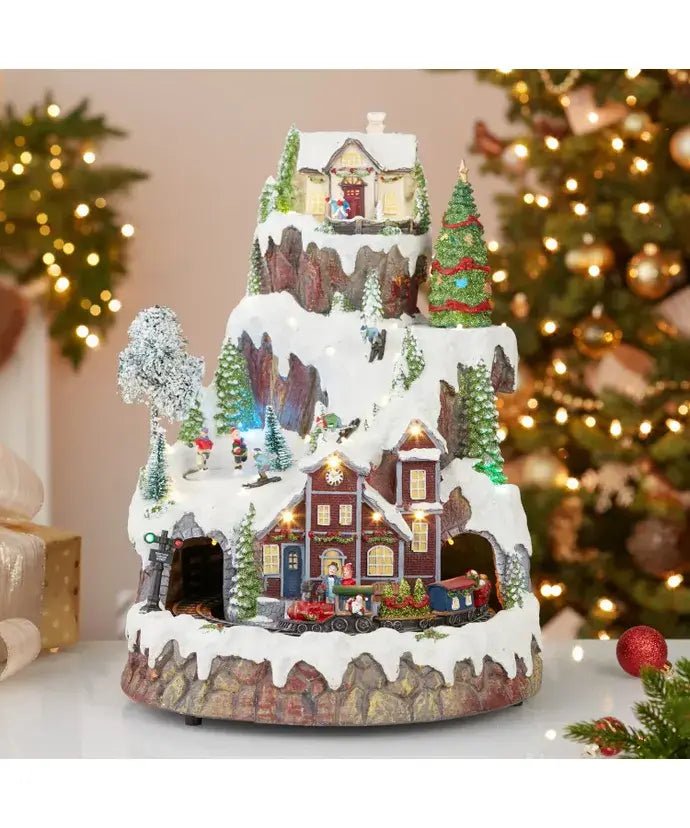 17"MUSICAL LED VILLAGE ON MTN TABLETOP - Nifty Decor & More