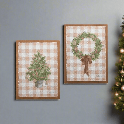 18" Gingerbread & Gingham Wood Wall Art - Textured Christmas Decor by Sharon Kuplack - Nifty Decor & More