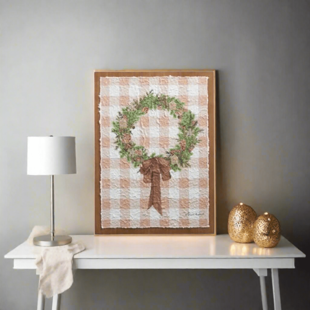 18" Gingerbread & Gingham Wood Wall Art - Textured Christmas Decor by Sharon Kuplack - Nifty Decor & More