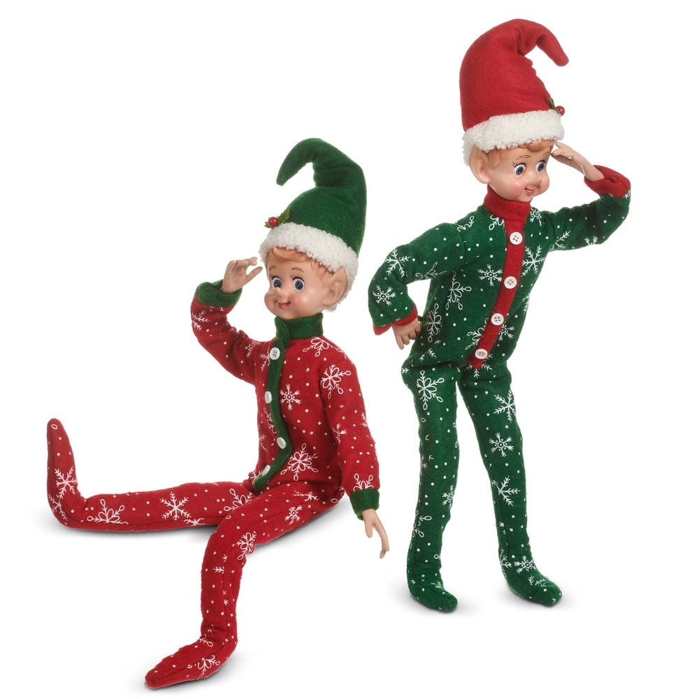 18" Home For The Holidays Pajama Posable Elf Ornament - Nifty Decor & More