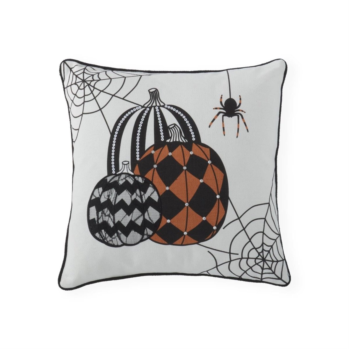 18 Inch Square White Halloween Pumpkin Pillow - Nifty Decor & More