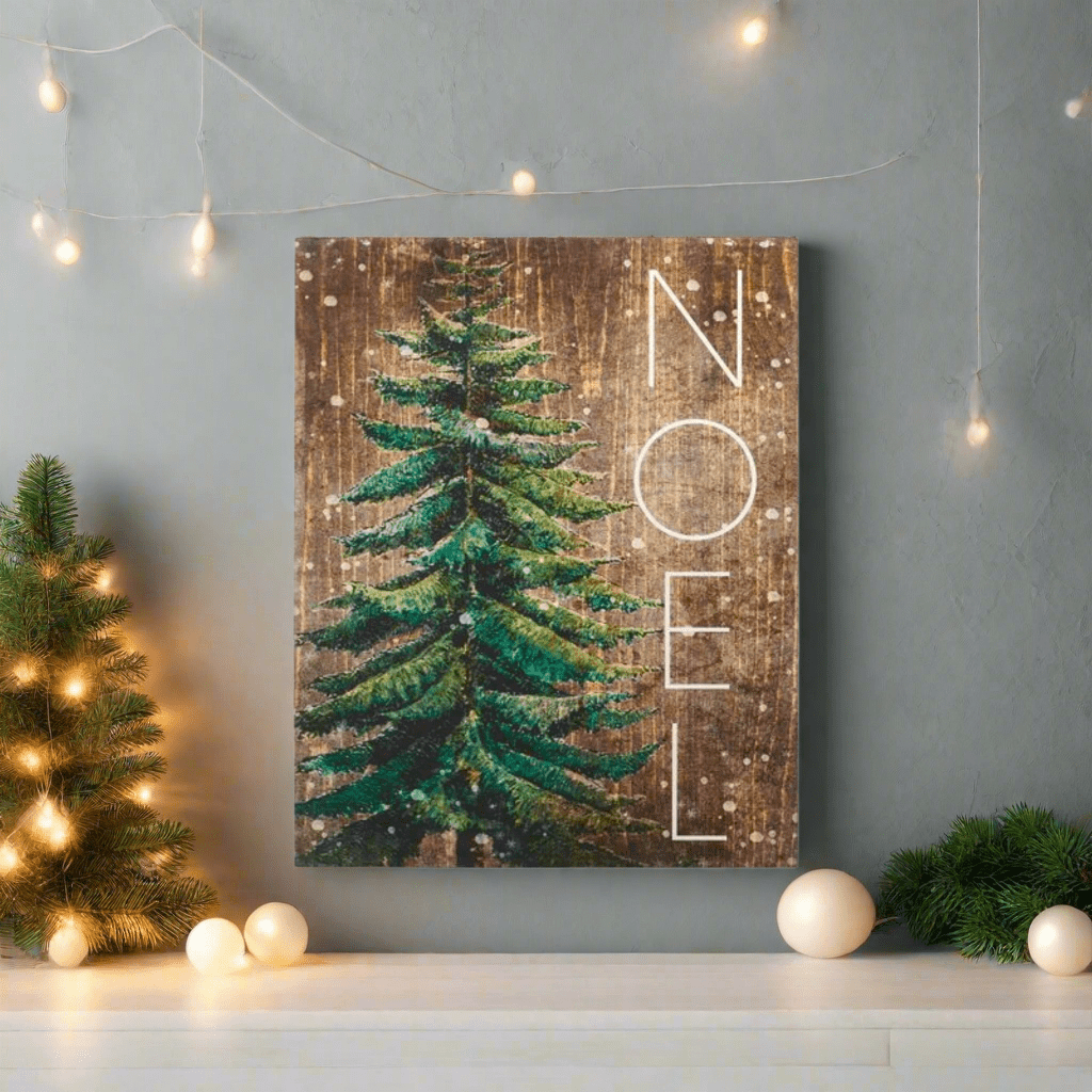 18" Noel Wood Wall Art - Vertical Rustic Christmas Sign by Jessica Mundo - Nifty Decor & More