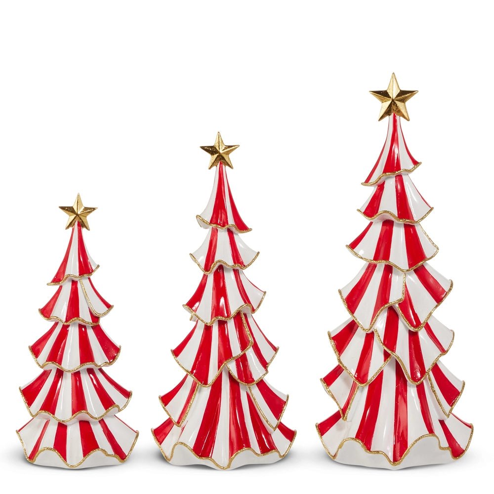 18.5" Striped Ruffle Tree (set of 3) - Nifty Decor & More