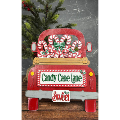 Candy Cane Lane -Add-On (12 inch Truck & Porch Gnome) Christmas Interchangeable Add On   