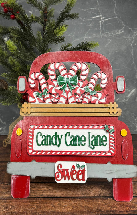 Candy Cane Lane -Add-On (12 inch Truck & Porch Gnome) Christmas Interchangeable Add On   