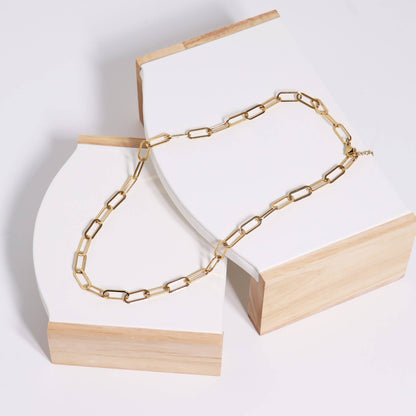 18K Gold Paperclip Chain Necklace Chain Necklace