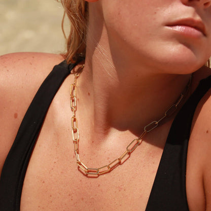 18K Gold Paperclip Chain Necklace Chain Necklace