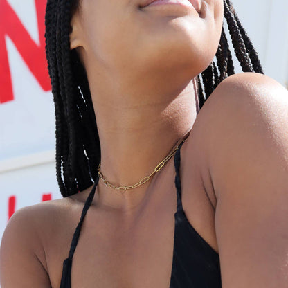 18K Gold Paperclip Chain Necklace Chain Necklace