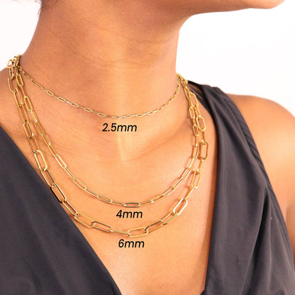 18K Gold Paperclip Chain Necklace Chain Necklace 14+02" 18K Gold Paperclip Chain Necklace