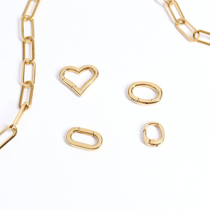 18K Gold PVD Carabiner Clasp, Durable Luxury Connector for Necklace or Bracelet, Perfect Jewelry Making Gift