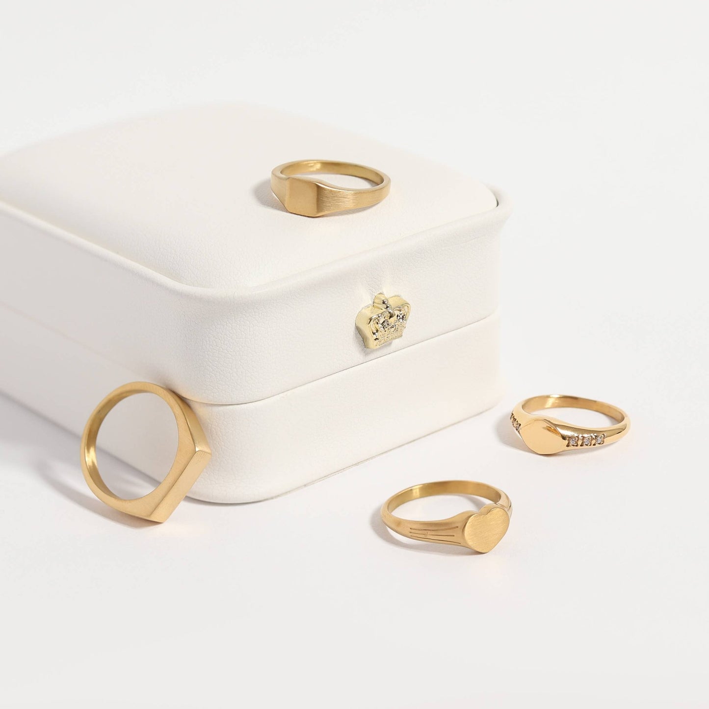 18k Gold PVD Coated Stainless Steel Blank Engravable Horizontal Rectangle Signet Ring