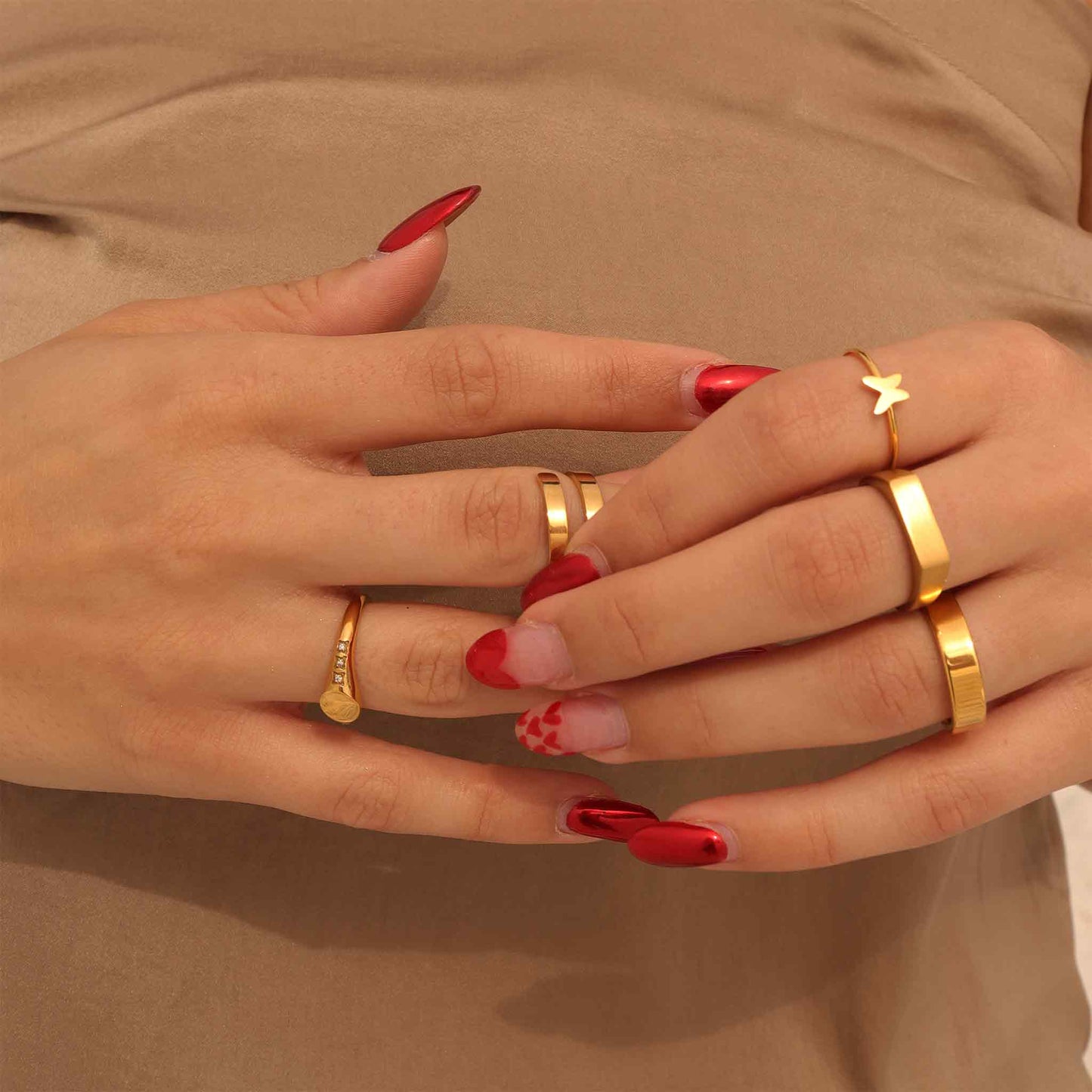 18k Gold PVD Coated Stainless Steel Blank Engravable Horizontal Rectangle Signet Ring