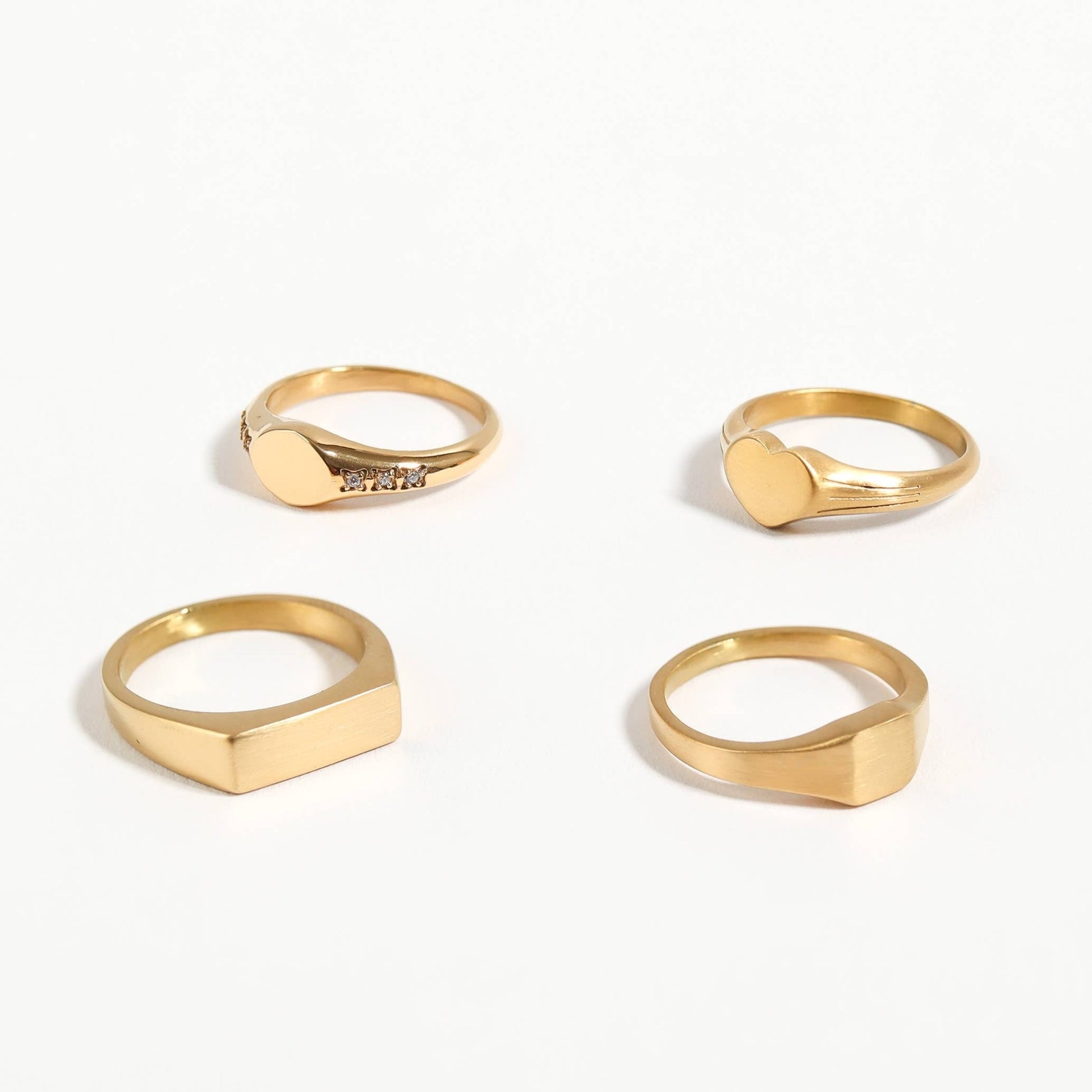 18k Gold PVD Coated Stainless Steel Blank Engravable Horizontal Rectangle Signet Ring