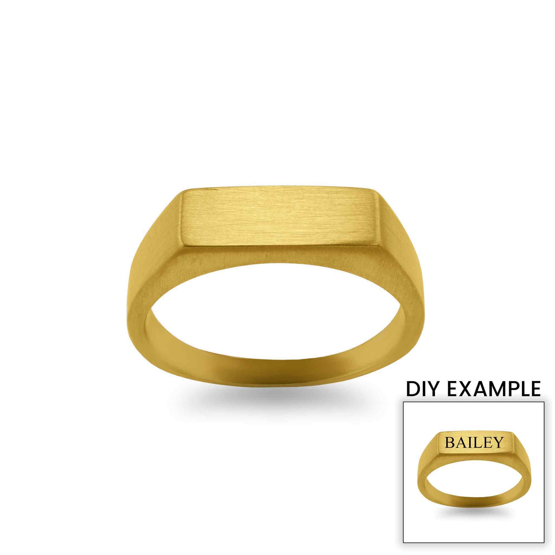 18k Gold PVD Coated Stainless Steel Blank Engravable Horizontal Rectangle Signet Ring 7
