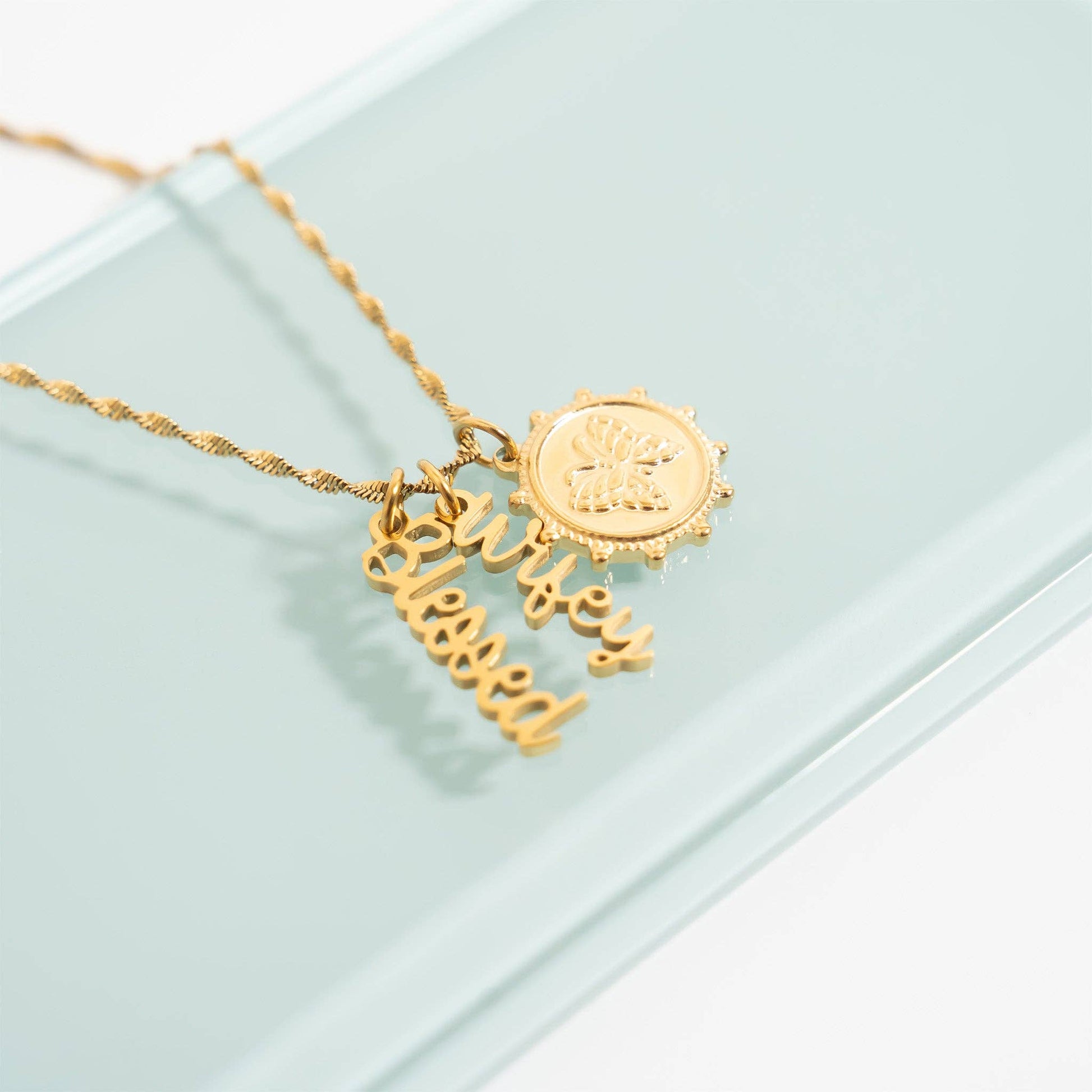 18K Gold PVD Stainless Steel Blessed Charm - Nifty Decor & More