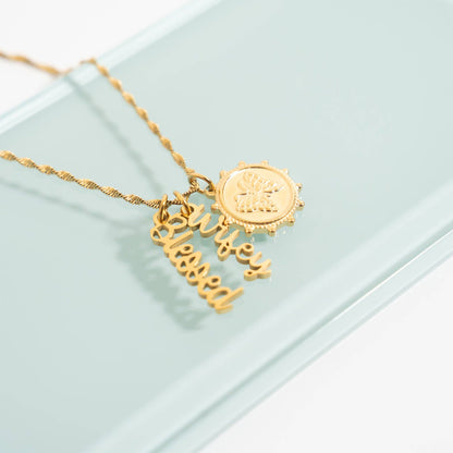 18K Gold PVD Stainless Steel Blessed Charm - Nifty Decor & More