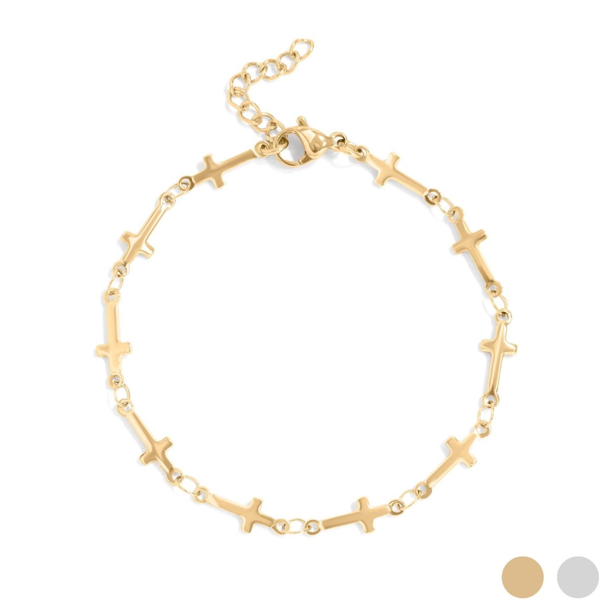 18K Gold PVD Stainless Steel Cross Chain Bracelet - Nifty Decor & More