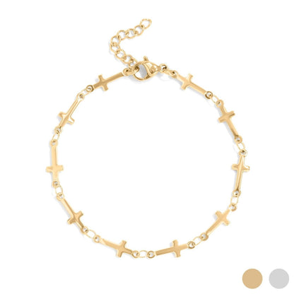 18K Gold PVD Stainless Steel Cross Chain Bracelet - Nifty Decor & More